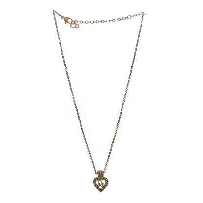 Christian Dior Crystal Heart Pendant Necklace Gold 3 of 4