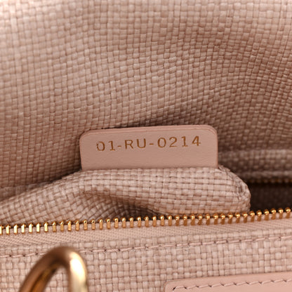 Christian Dior Raffia Woven Cannage Embroidered Medium Lady D-Lite Light Pink Black 7 of 10
