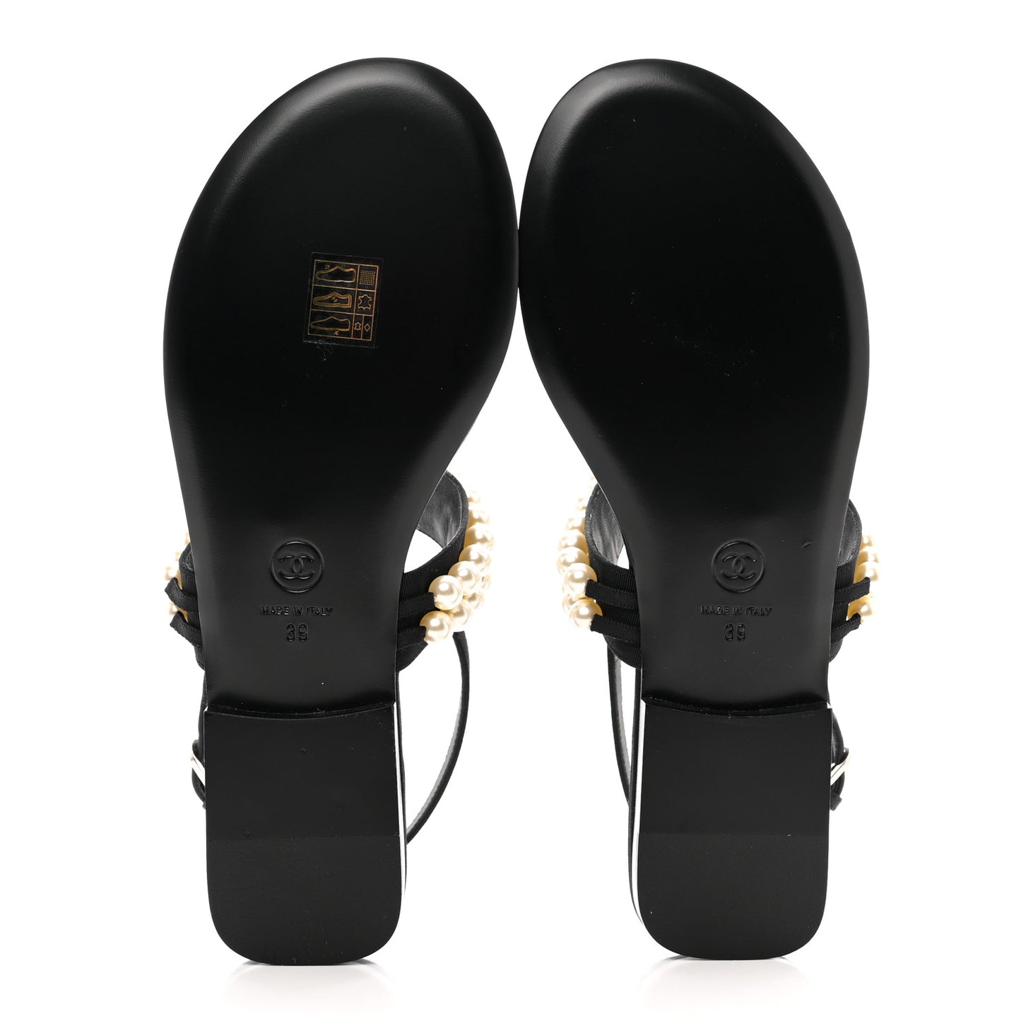 Grosgrain Pearl CC Sandals 39 Black