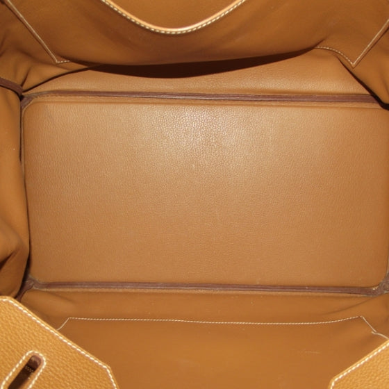Hermes Clemence Leather BIRKIN 40 Gold Tote Bag 7 of 12