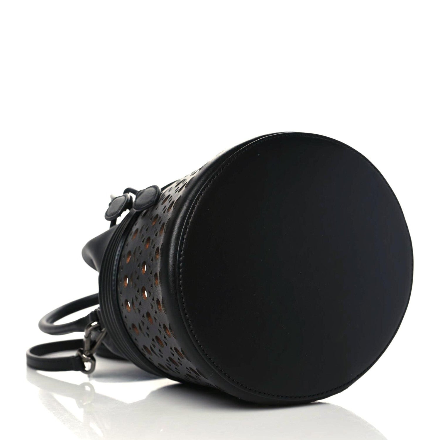 Alaia Calfskin Laser Cut Corset 19 Bucket Bag Black 5 of 9