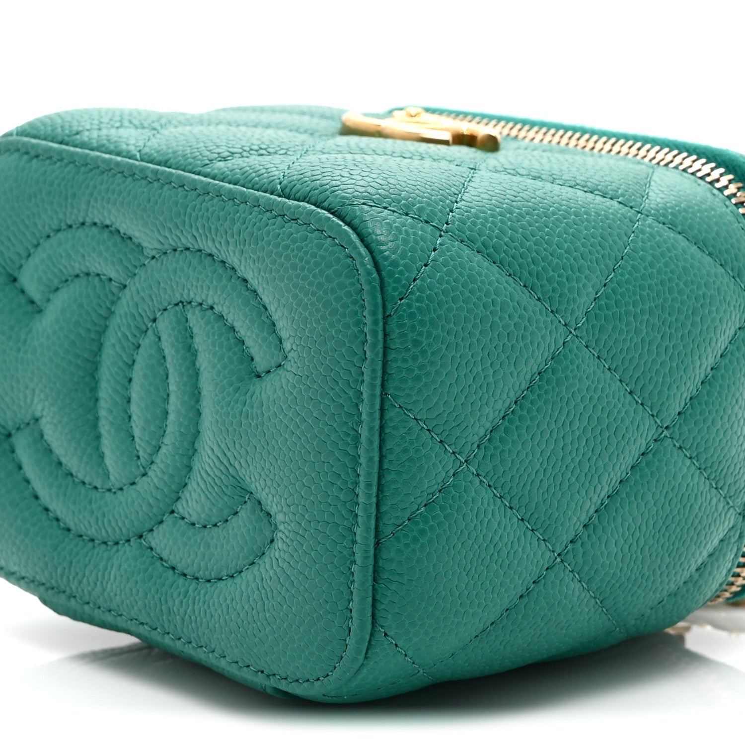 Chanel Caviar Quilted Sweetheart Mini Vanity Case Green 10 of 10