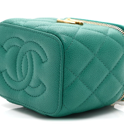 Chanel Caviar Quilted Sweetheart Mini Vanity Case Green 10 of 10