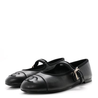 Chanel Lambskin Mary Jane Flats 35.5 Black 4 of 10