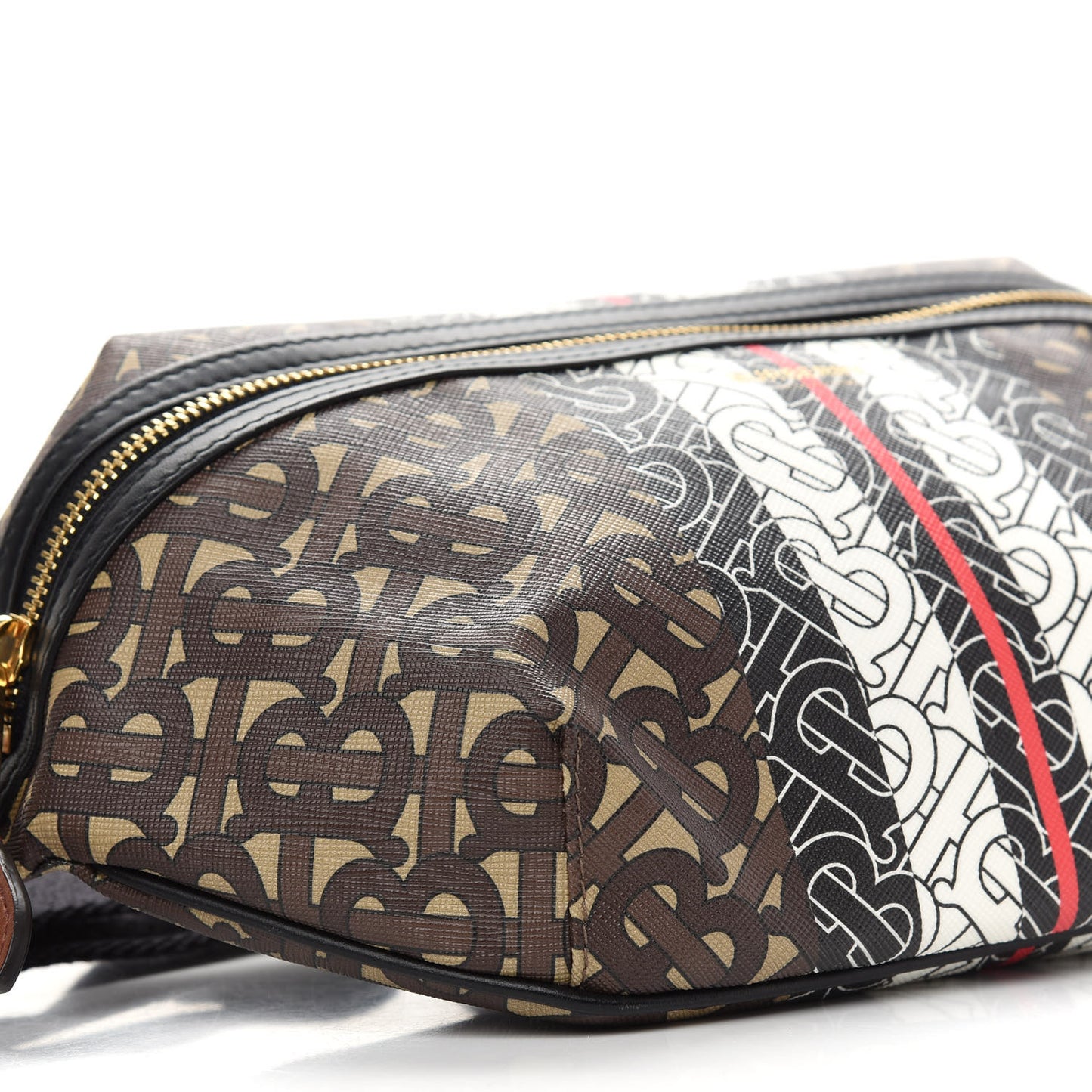 E-Canvas Monogram Stripe Medium Sonny Bum Bag Bridle Brown