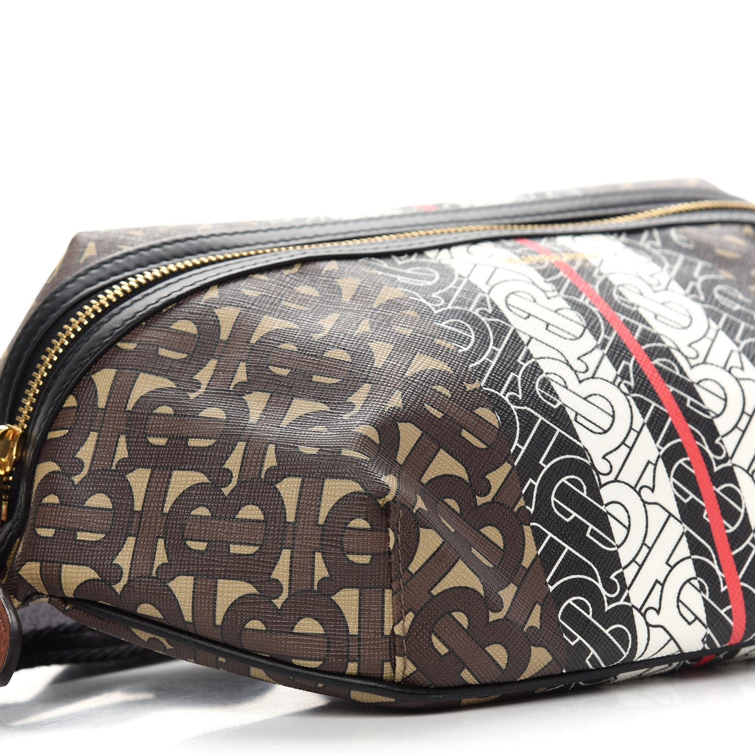 Burberry E-Canvas Monogram Stripe Medium Sonny Bum Bag Bridle Brown 7 of 8