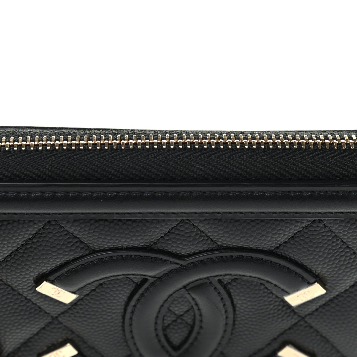 Caviar Quilted Medium Filigree Zip Around Wallet Black