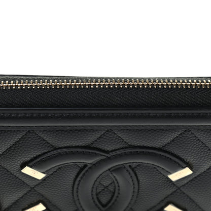 Chanel Caviar Quilted Medium Filigree Zip Around Wallet Black 9 of 9