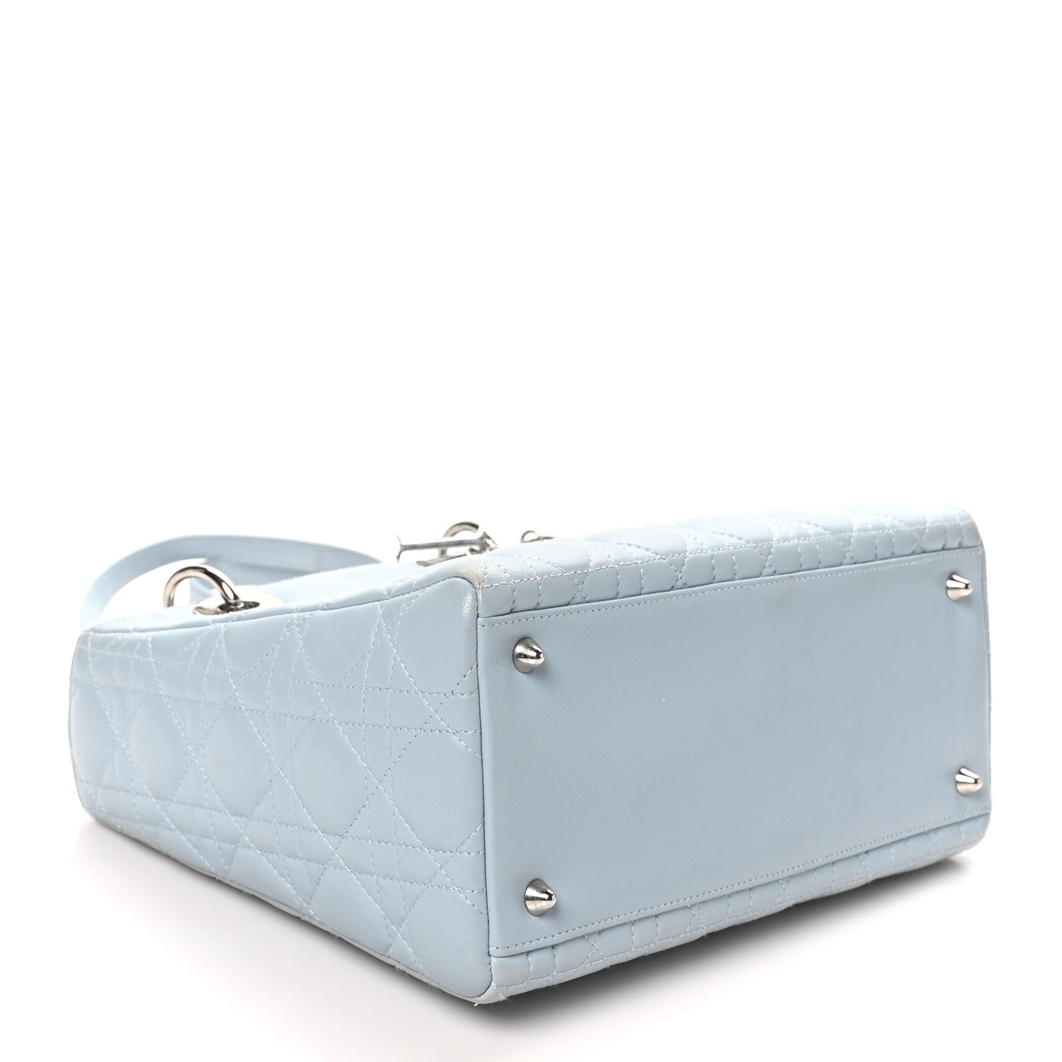 Christian Dior Lambskin Cannage Medium Lady Dior Light Blue