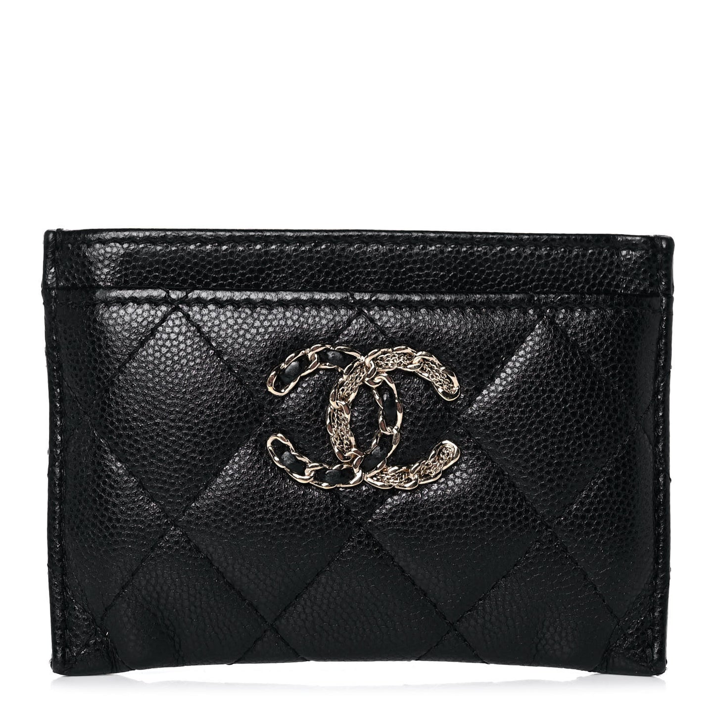 Caviar Quilted French New Wave Card Holder Black
