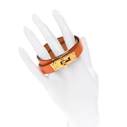 Hermes Epsom Kelly Double Tour Bracelet M Orange 2 of 7