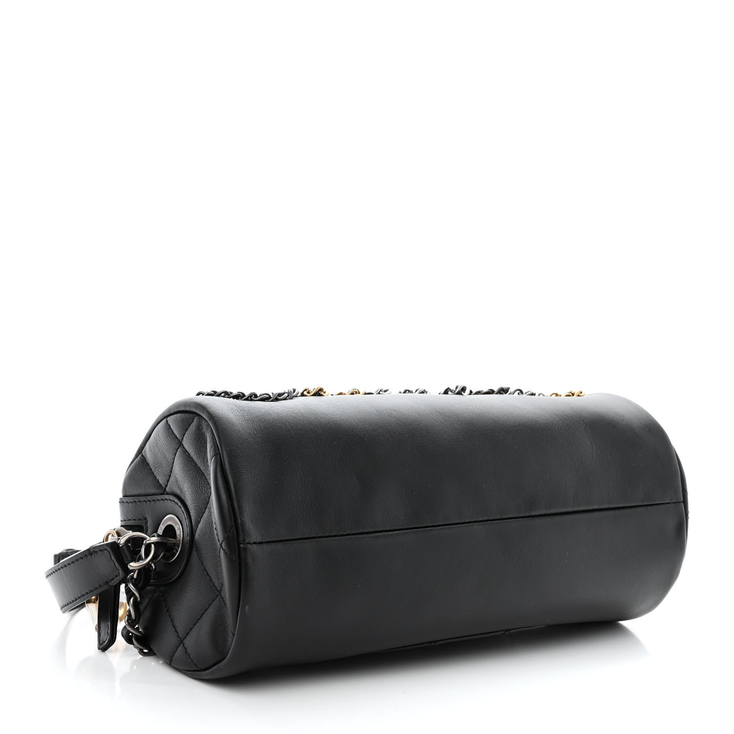 Chanel Calfskin Chain 20s Signature Bowling Bag Black 4 of 10
