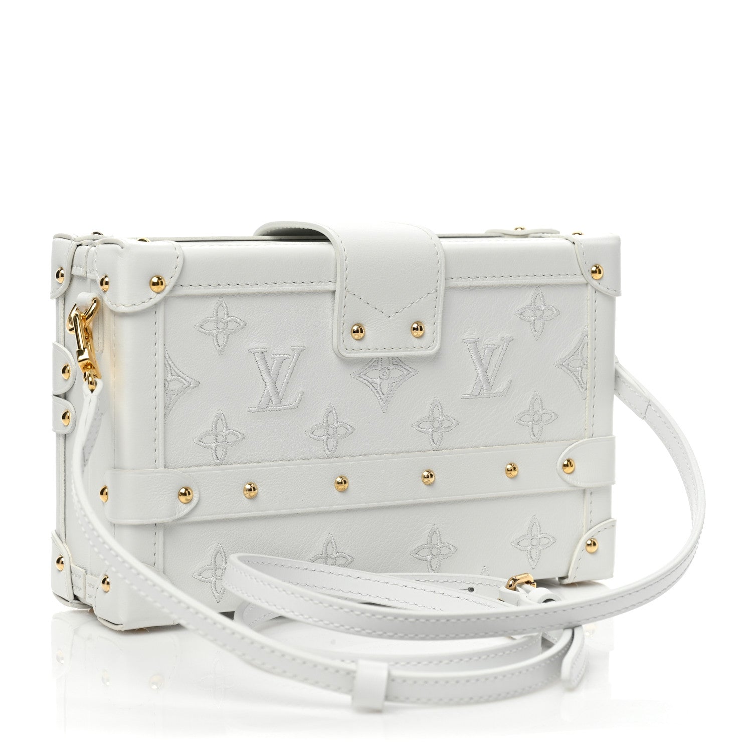 Louis Vuitton Calfskin Monogram Embroidered Petite Malle White 3 of 7