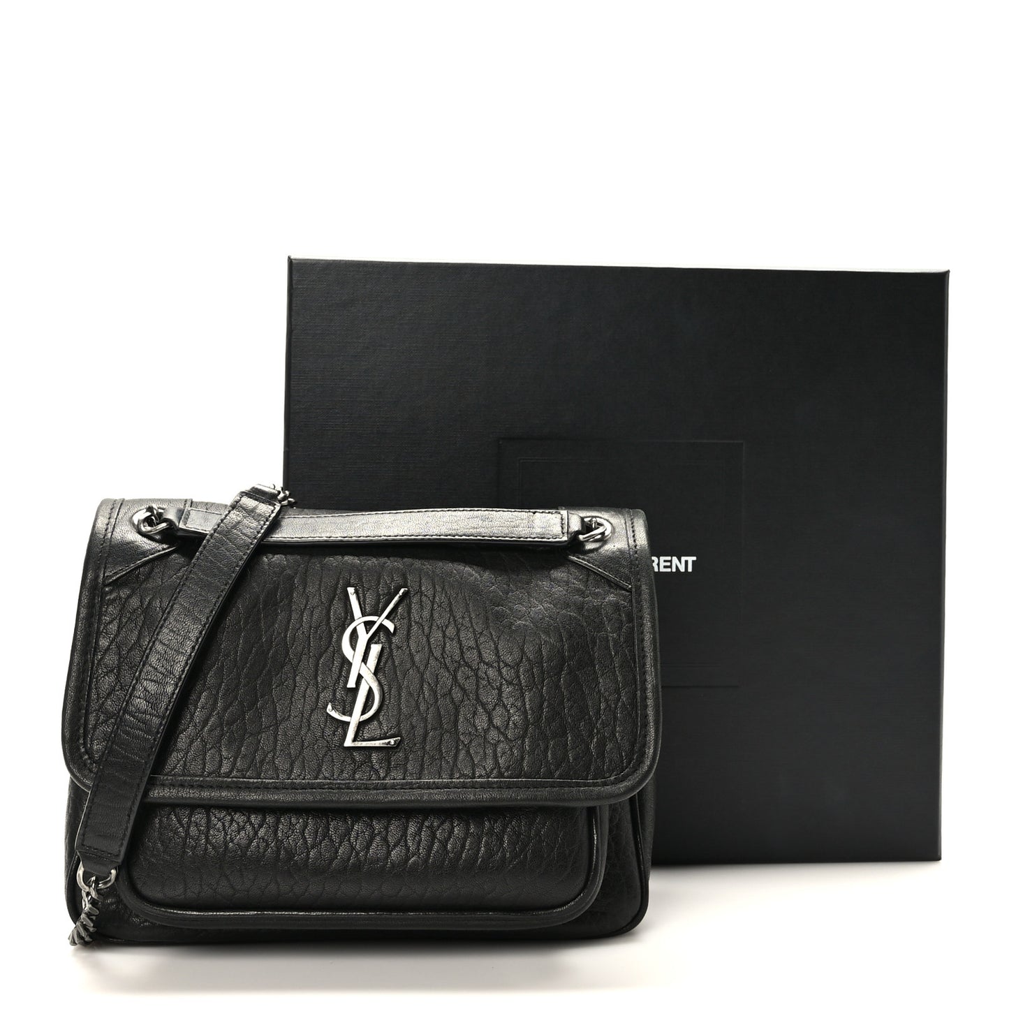 Grained Lambskin Monogram Baby Niki Chain Satchel Black