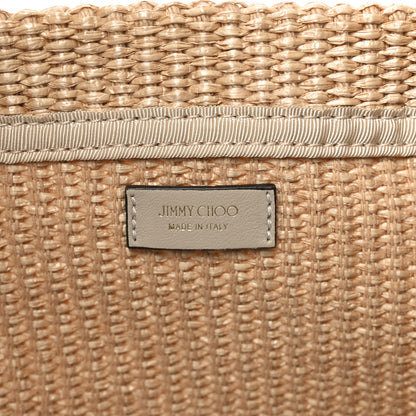 Jimmy Choo Raffia Embroidered East West Beach Tote Natural Latte 6 of 9