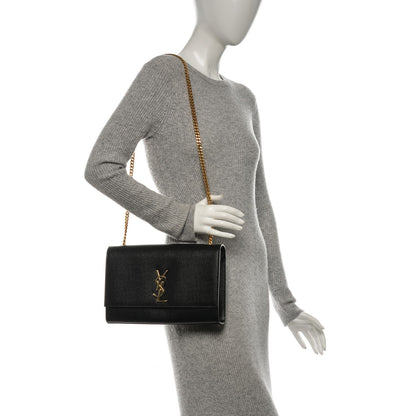 Saint Laurent Grain De Poudre Large Classic Monogram Kate Satchel Black 2 of 6