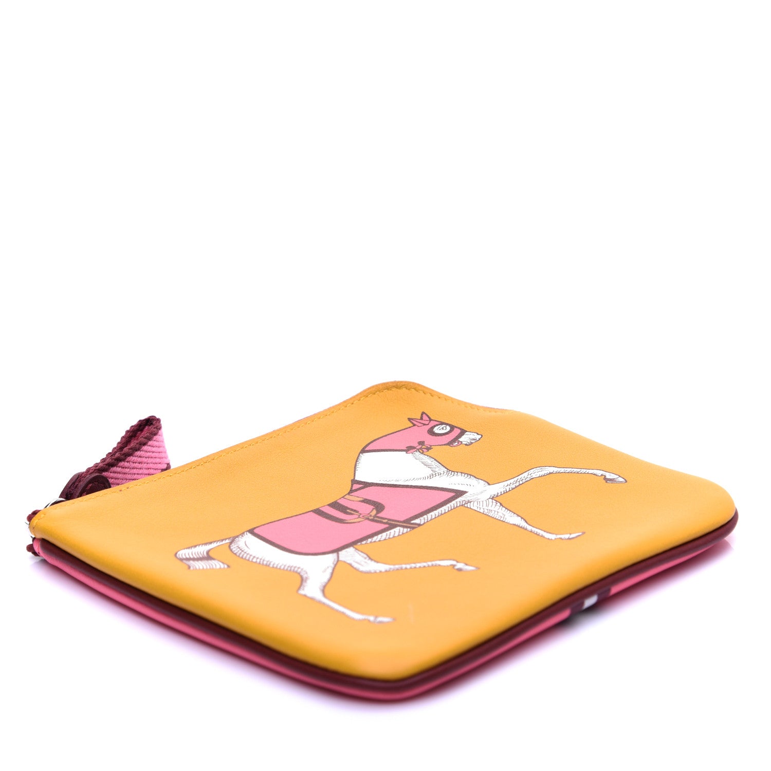 Hermes Swift Couverture Nouvelle Carre Pocket Pouch Jaune Ambre Rose D'Ete 4 of 9