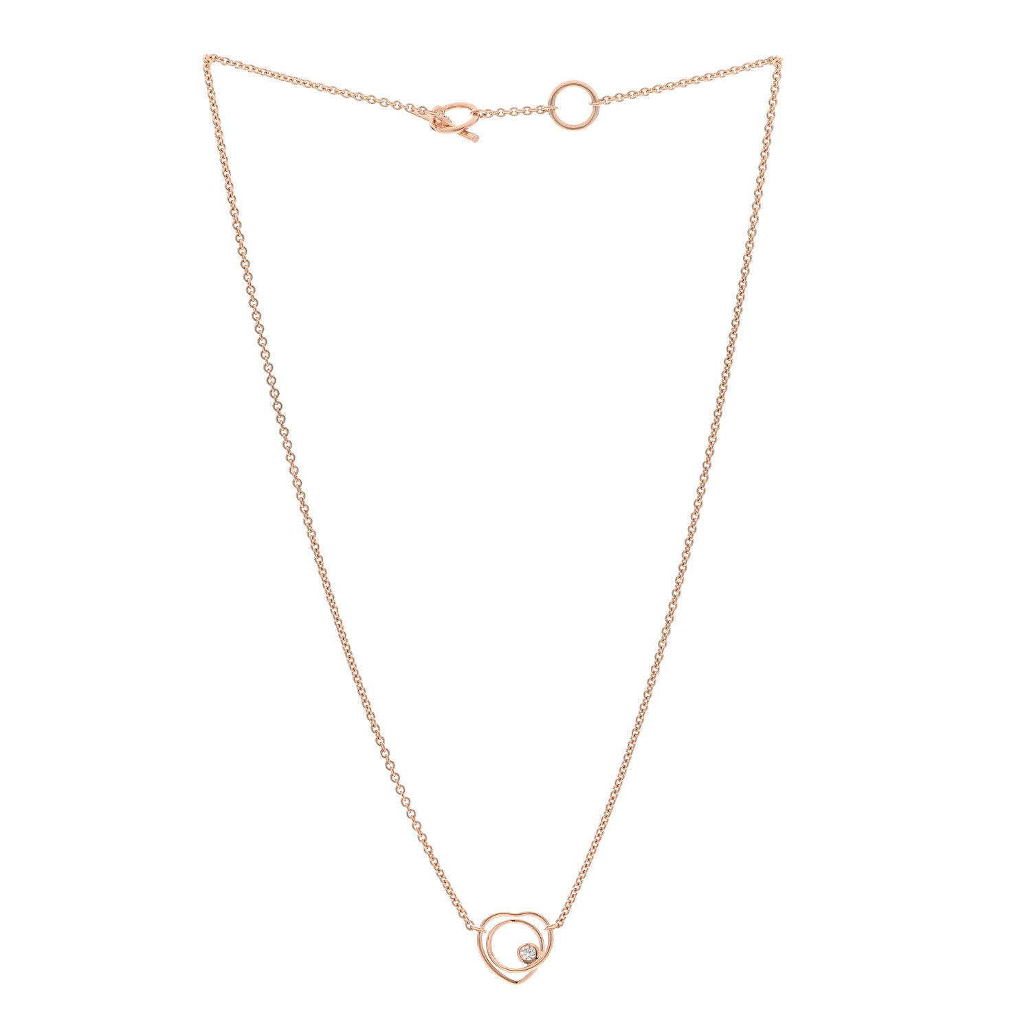 Hermes 18K Rose Gold Diamond TPM Vertige Coeur Necklace ST 3 of 6