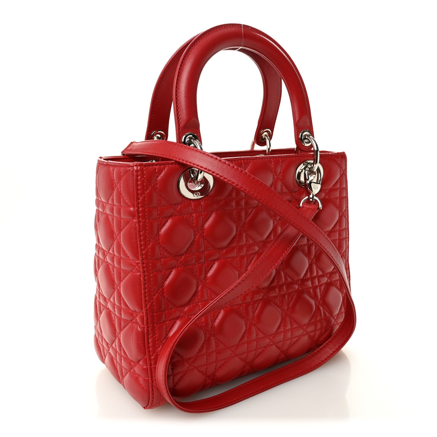 Christian Dior Lambskin Cannage Medium Lady Dior Red 3 of 9