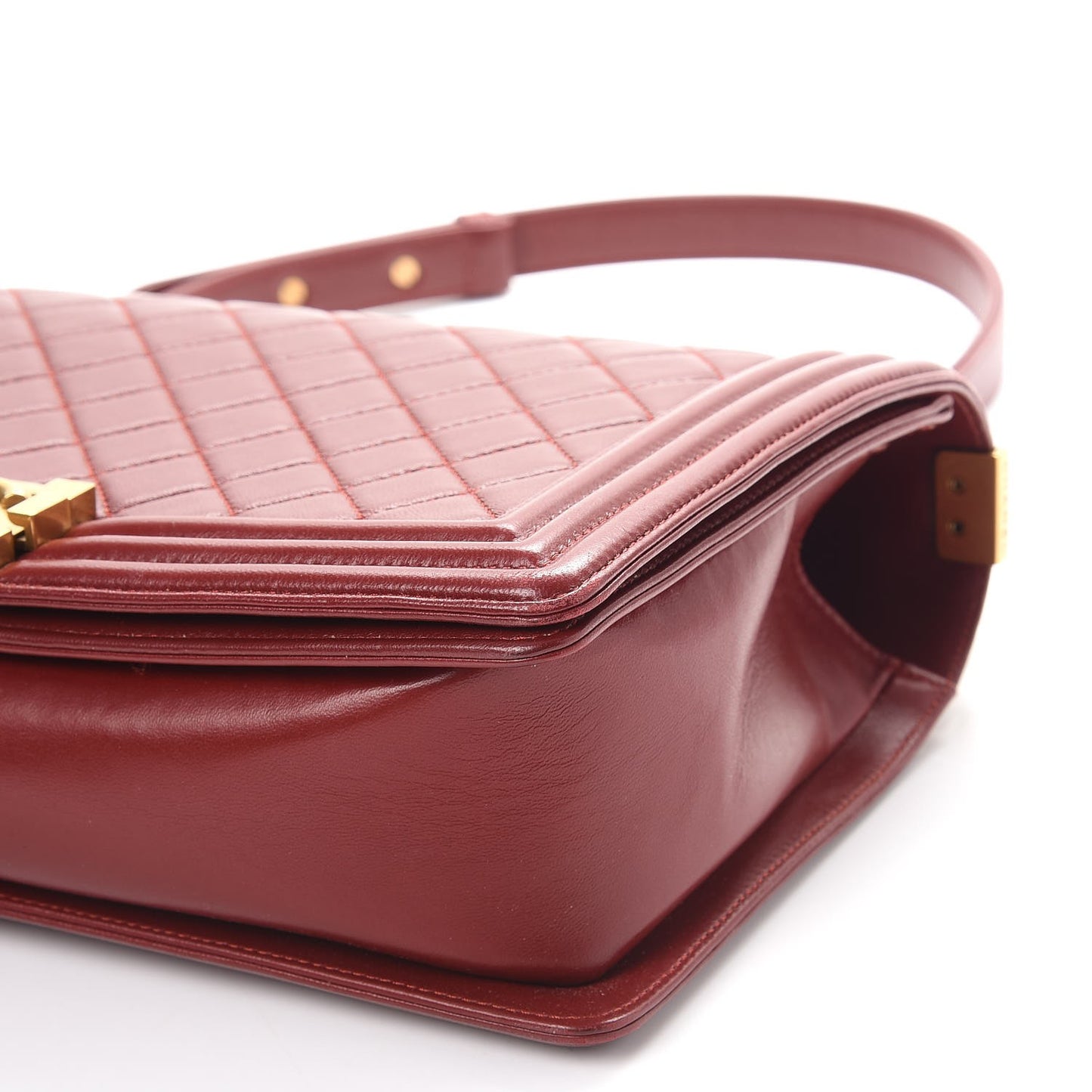 Lambskin Quilted New Medium Boy Flap Dark Red
