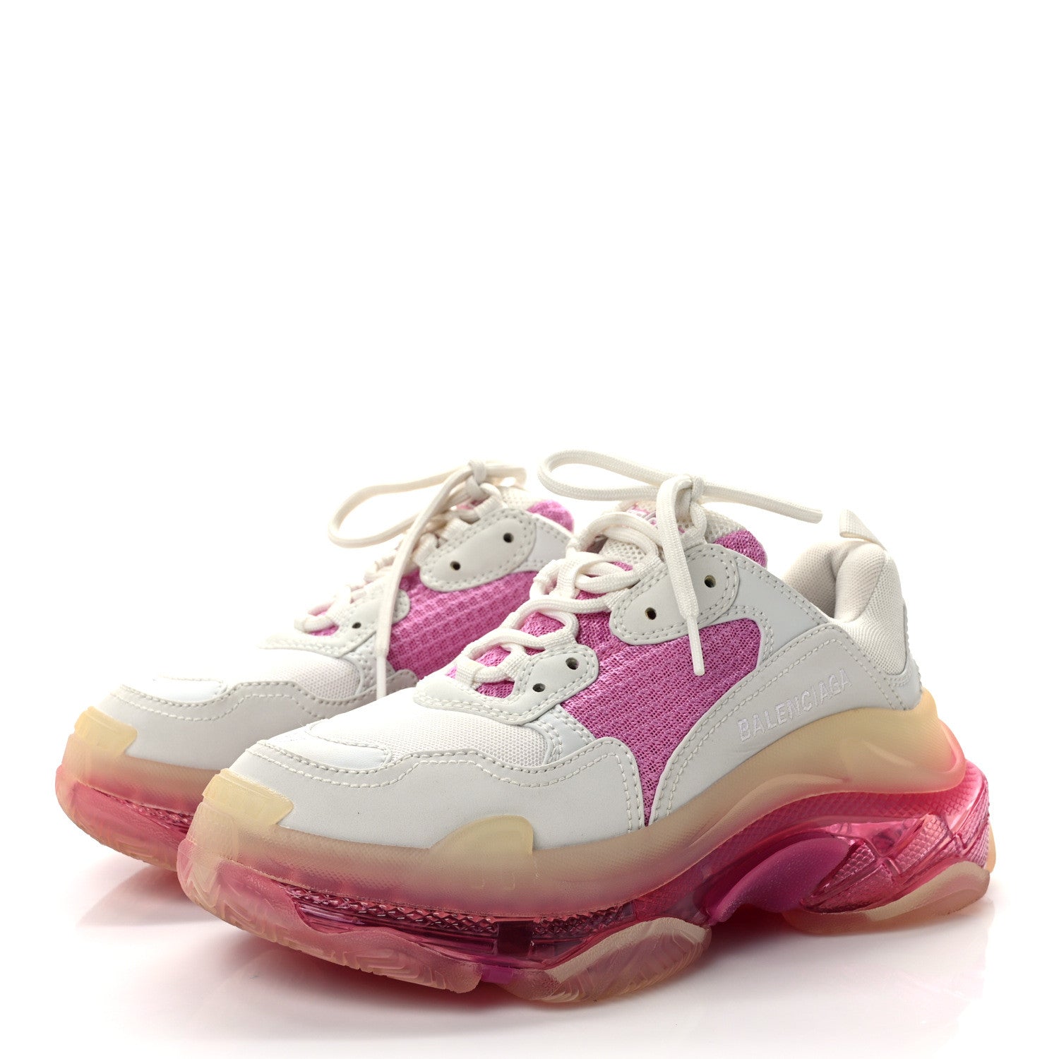 Balenciaga Fabric Mesh Clear Sole Womens Triple S Sneakers 37 White Pink 3 of 9