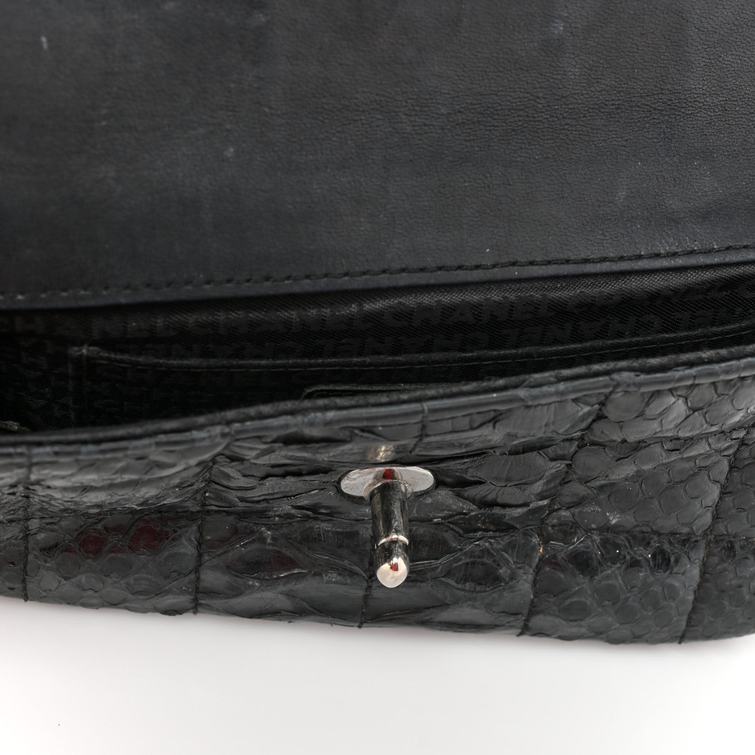 Chanel Snakeskin 3 Chain Flap Black 13 of 19