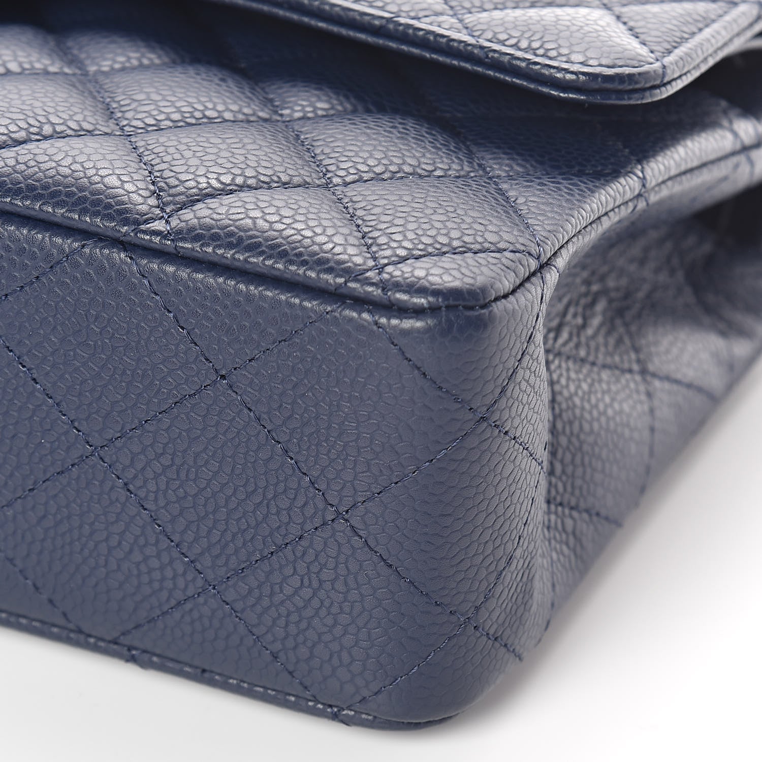Chanel Caviar Quilted Medium Double Flap Dark Blue 9 of 10