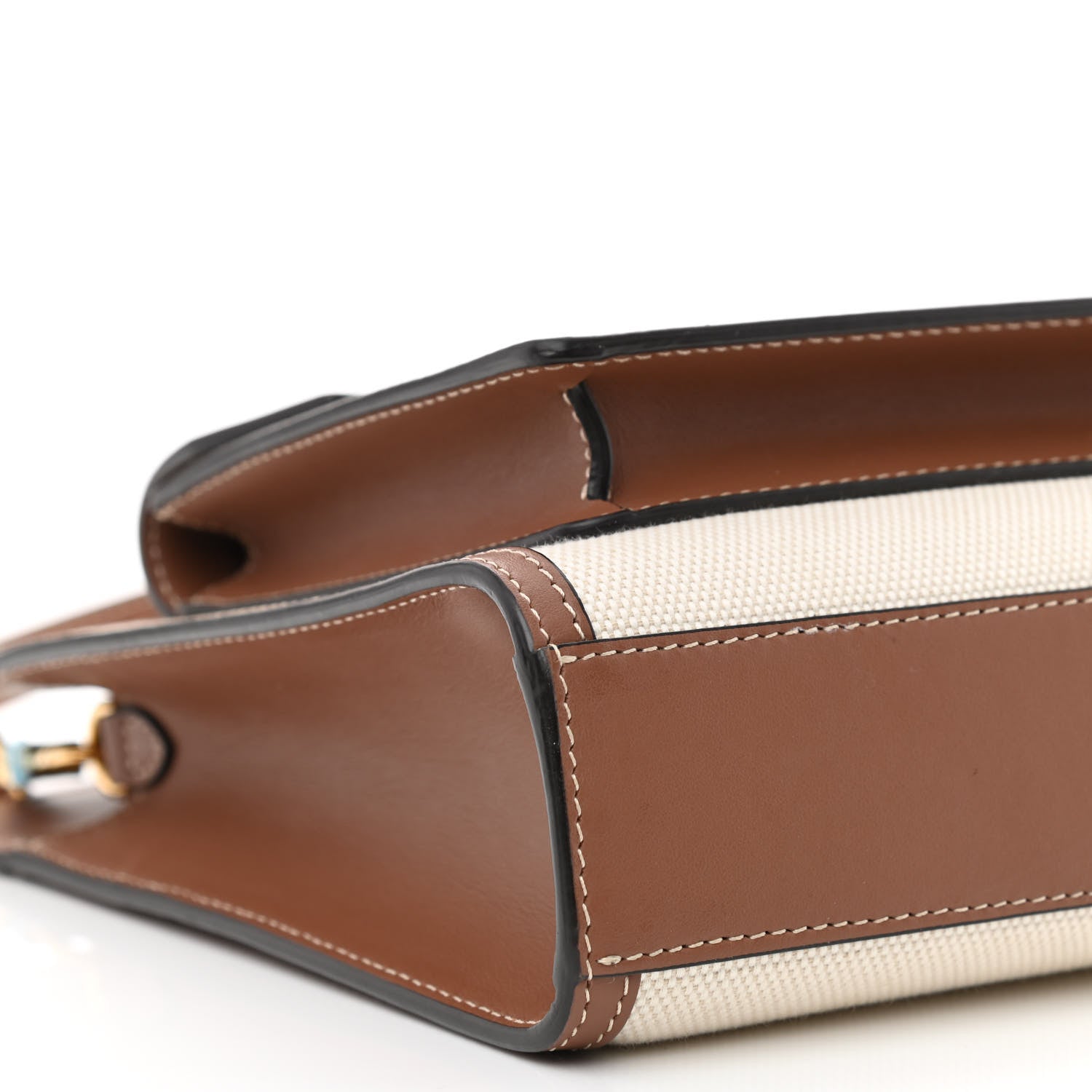 Burberry Canvas Smooth Calfskin Two Tone Mini Pocket Bag Natural Malt Brown 9 of 10