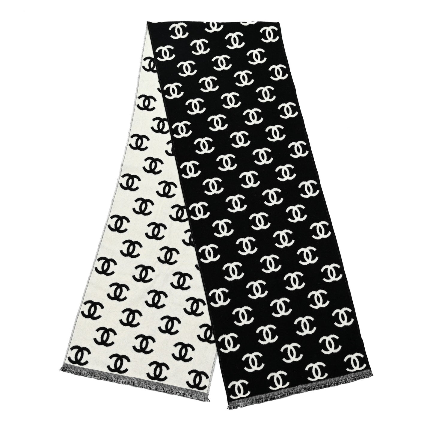 Wool Cashmere CC Scarf Black White