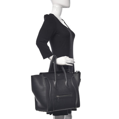 Celine Drummed Calfskin Mini Luggage Black 2 of 11