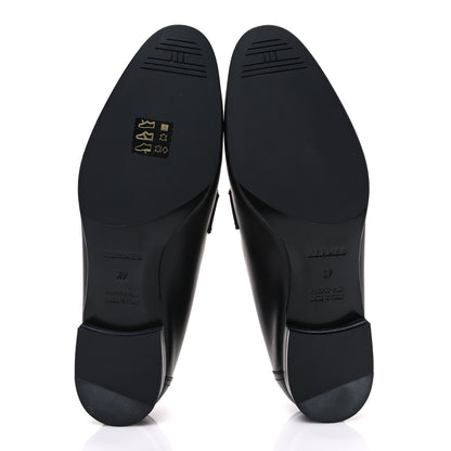 Hermes Toile De Coton Calfskin Womens Paris Loafers 37 Black Prunoir 7 of 11