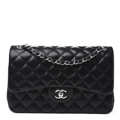 Chanel Lambskin Quilted Jumbo Double Flap Black 1 of 10