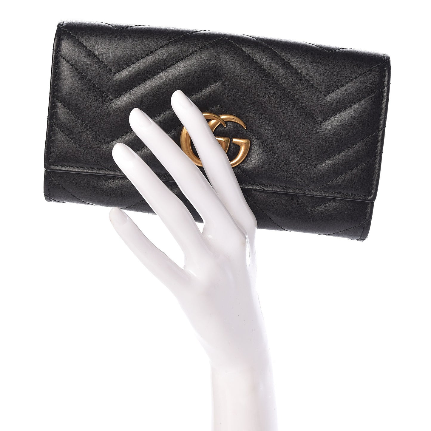 Calfskin Matelasse GG Marmont Continental Wallet Black