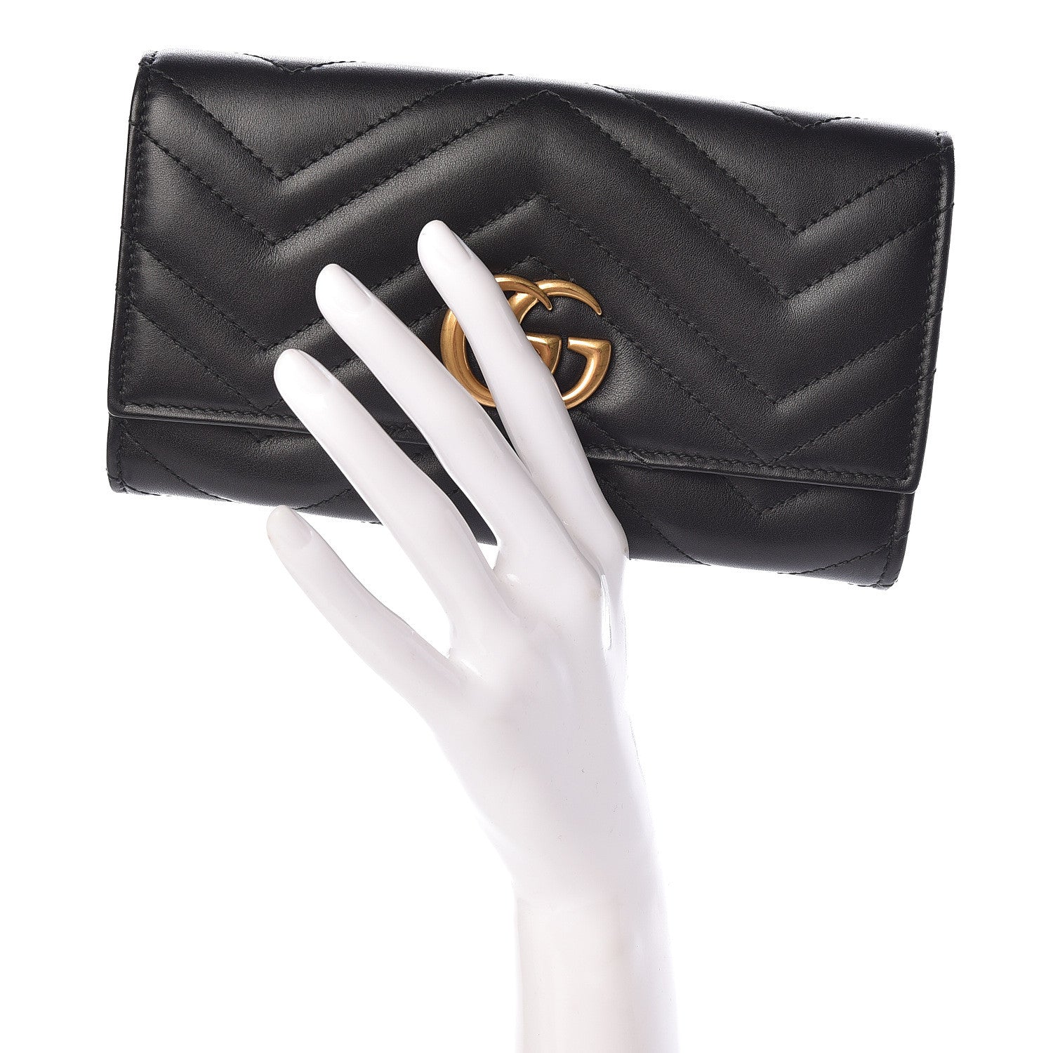Gucci Calfskin Matelasse GG Marmont Continental Wallet Black 2 of 8