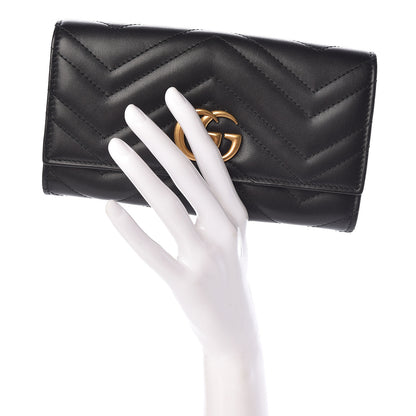 Gucci Calfskin Matelasse GG Marmont Continental Wallet Black 2 of 8