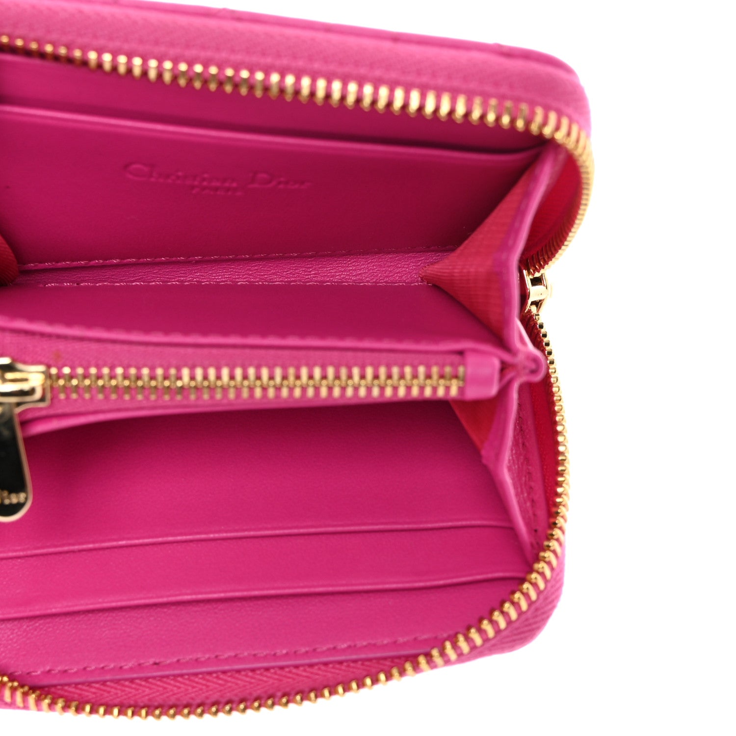 Christian Dior Lambskin Cannage Mini Lady Dior Zip Portemonnaie Rani Pink 5 of 9