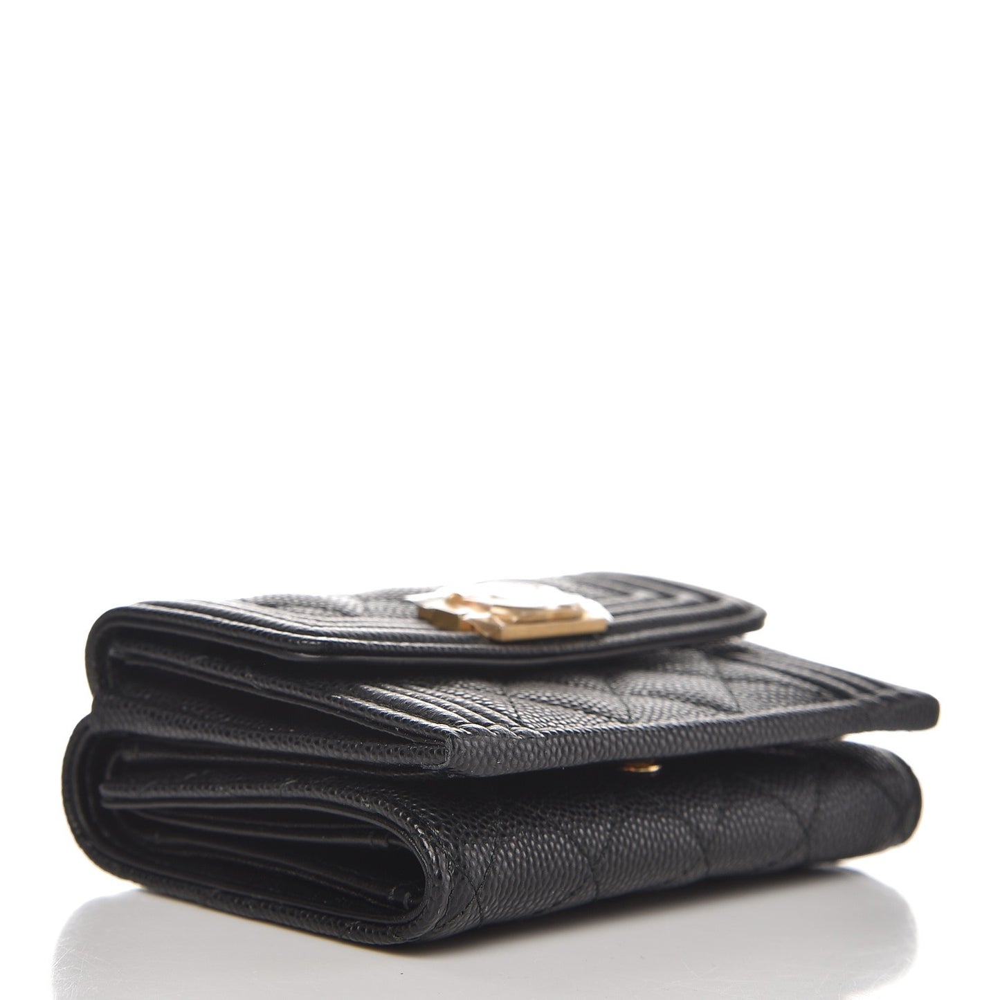 Caviar Quilted Small Boy Flap Wallet Black