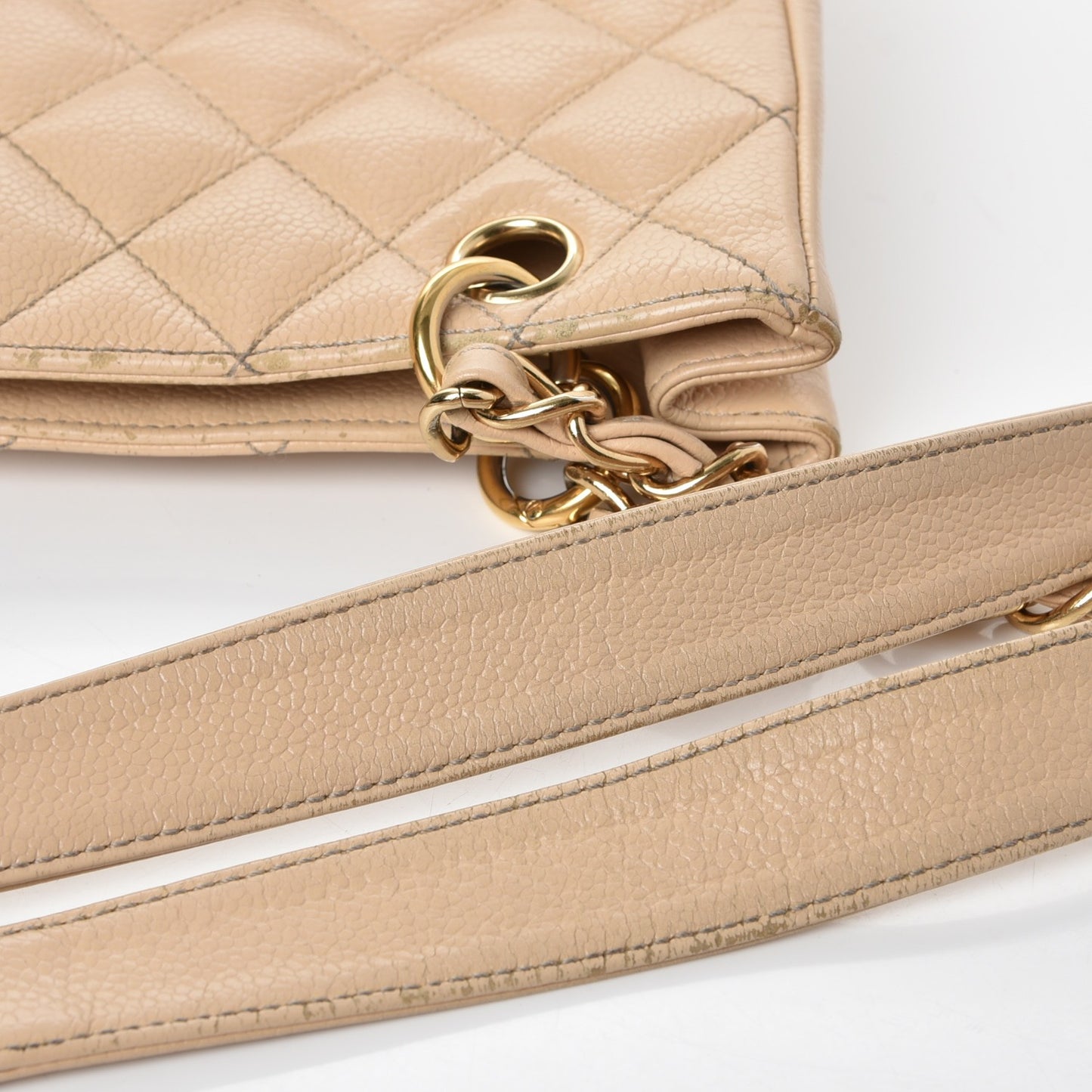 Caviar Quilted Petit Shopping Tote PST Beige Clair