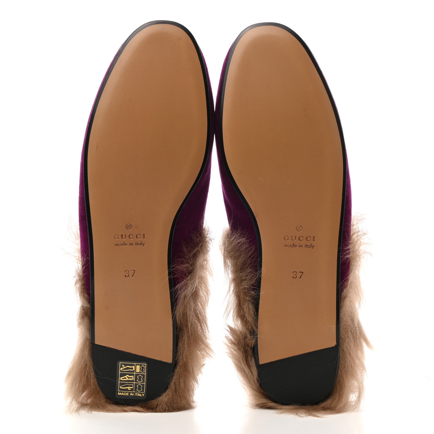 Gucci Velvet Fur Womens Princetown Slippers 37 Fucsia Violet Cyclamen Natural 5 of 8