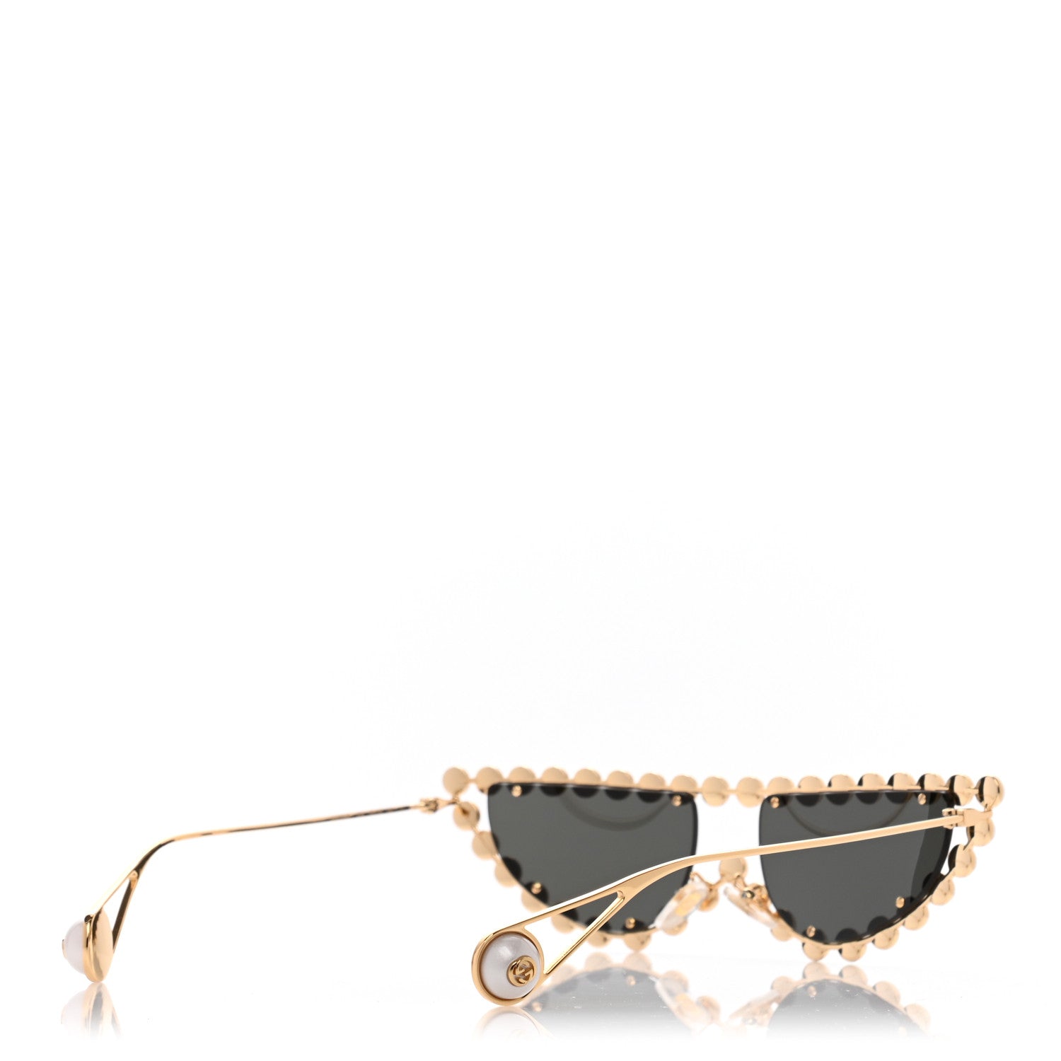 Gucci Metal Pearl Cat Eye Sunglasses GG0364S Gold 4 of 7