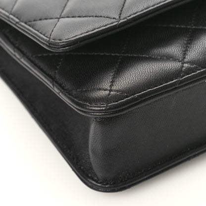 Chanel Lambskin Quilted Wallet On Chain WOC Black 7 of 10