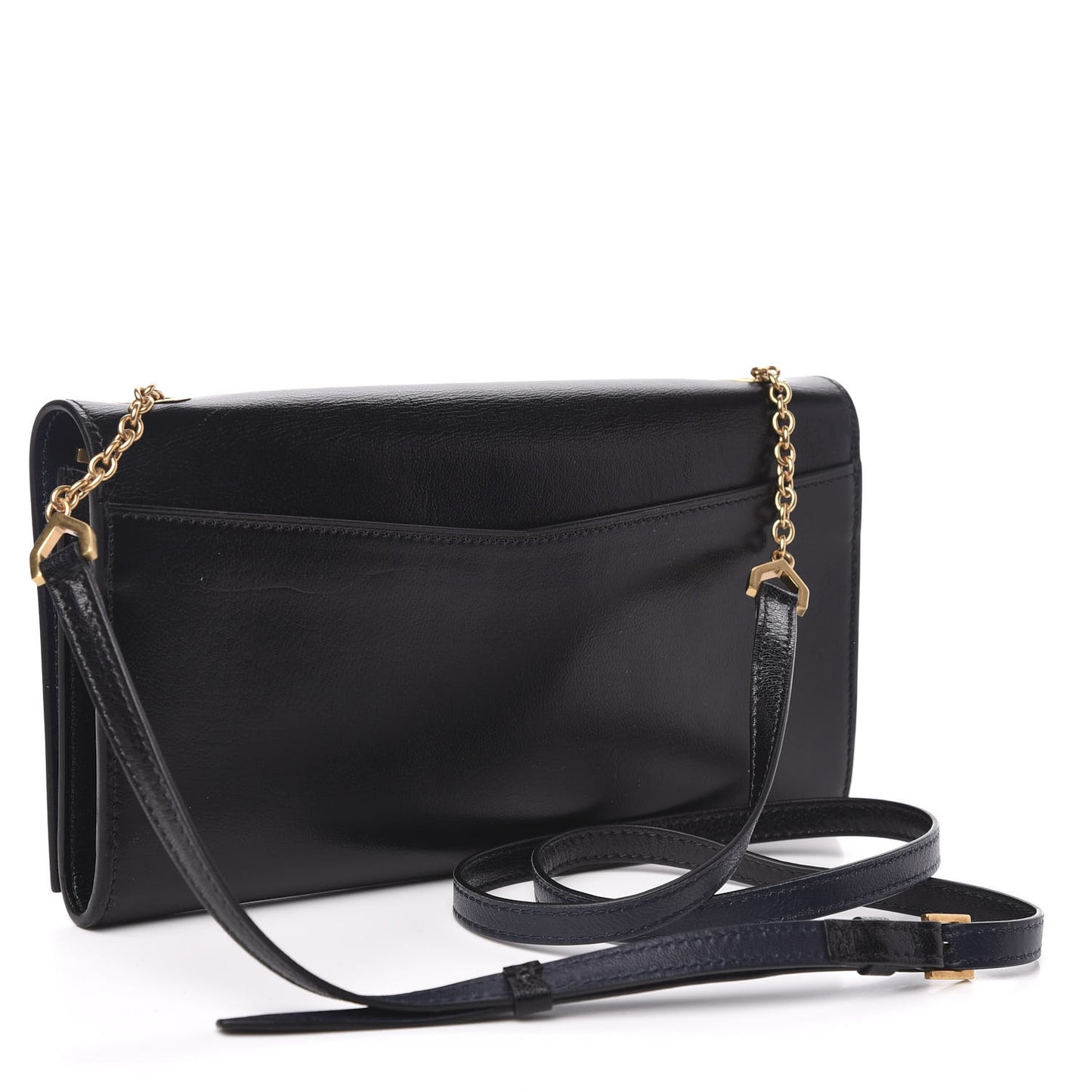 Goatskin Edge Chain Wallet Black