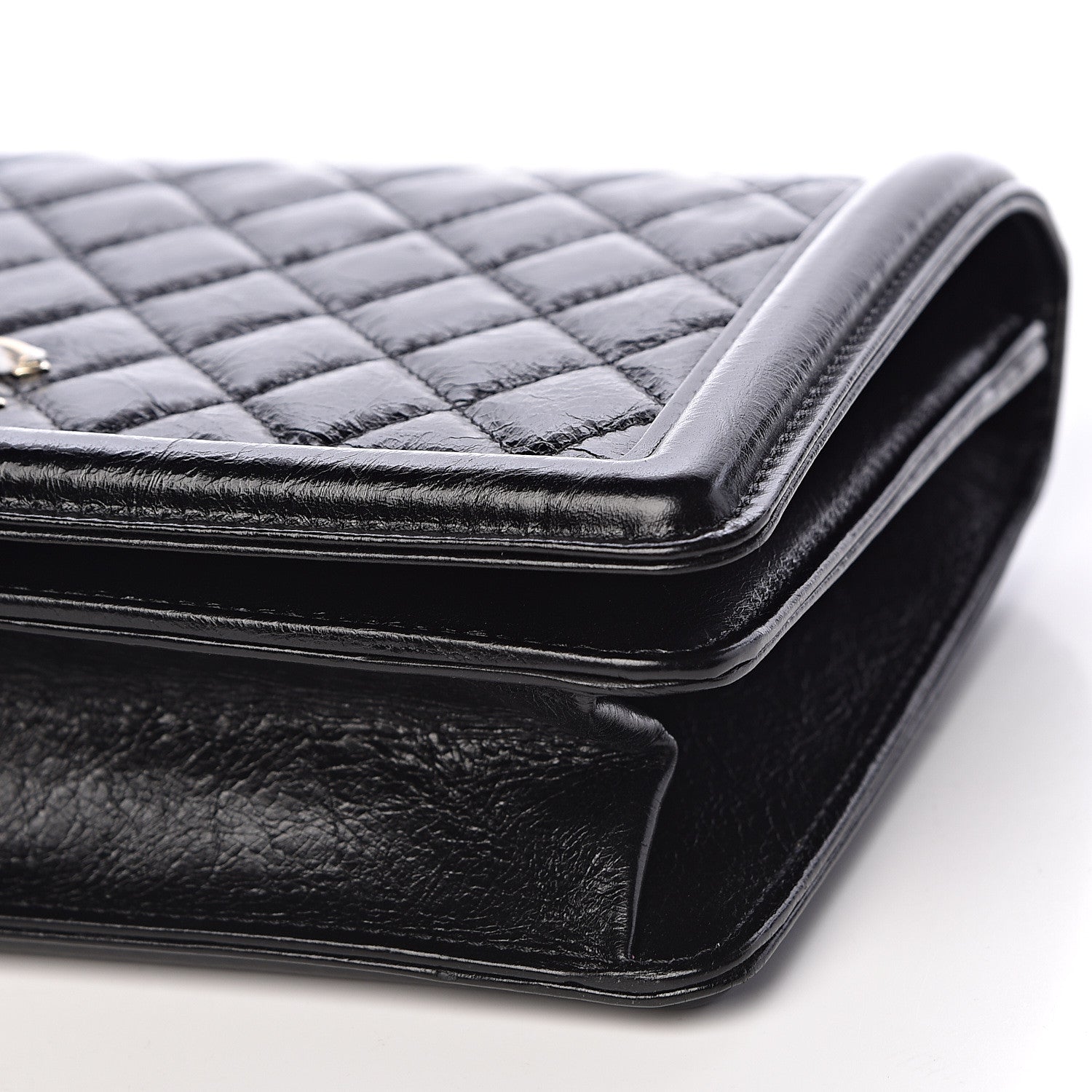 Chanel Glazed Crackled Calfskin Wallet On Chain WOC Black 9 of 11