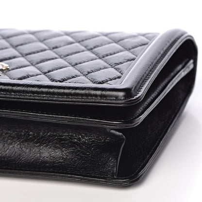 Chanel Glazed Crackled Calfskin Wallet On Chain WOC Black 9 of 11