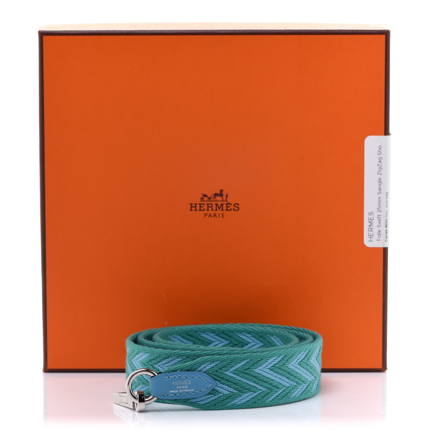 Hermes Toile Swift 25mm Sangle ZigZag Shoulder Strap Bleu Du Nord Vert Veronese 6 of 6
