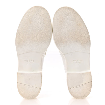 Prada Spazzolato Metal Triangle Logo 40mm Loafer Mules 37.5 White 6 of 14
