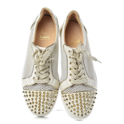 Christian Louboutin Nappa Spikes Womens Vieira Flat Sneakers 40.5 Latte Light Gold 5 of 11