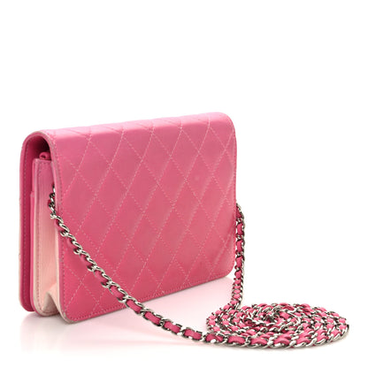 Chanel Faded Lambskin Quilted Zephyr Wallet on Chain WOC Dark Pink 3 of 13