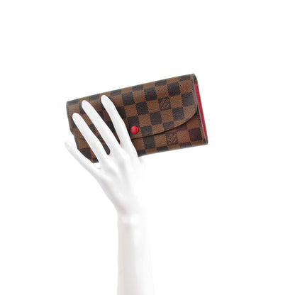 Louis Vuitton Damier Ebene Emilie Wallet Red 2 of 7