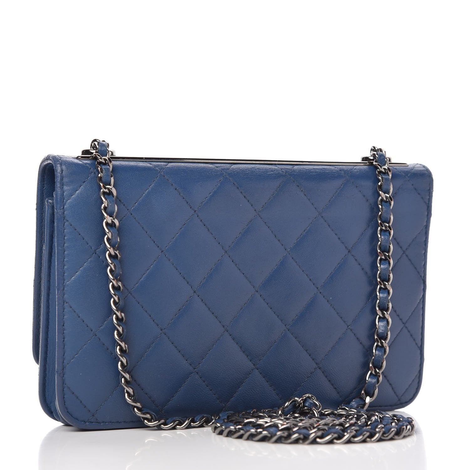 Chanel Lambskin Quilted Trendy CC Wallet On Chain WOC Blue 3 of 14